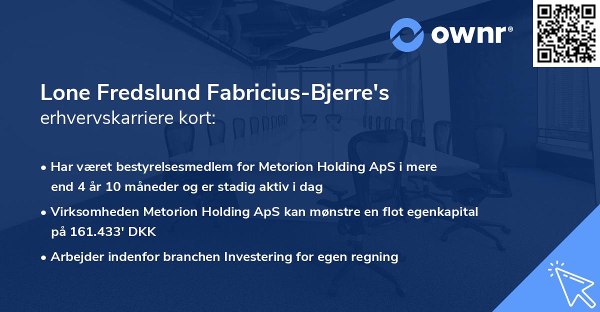 Lone Fredslund Fabricius-Bjerre's erhvervskarriere kort