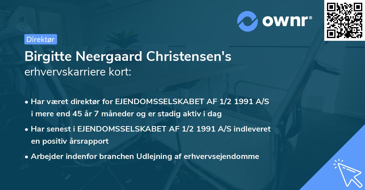 Birgitte Neergaard Christensen's erhvervskarriere kort