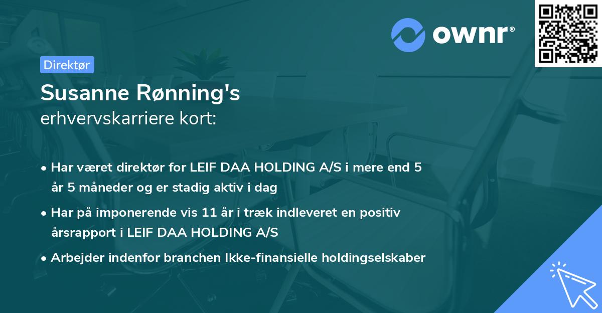 Susanne Rønning's erhvervskarriere kort
