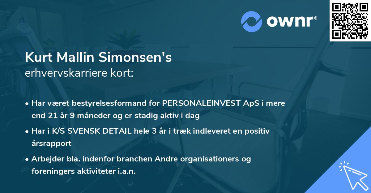 Kurt Mallin Simonsen's erhvervskarriere kort