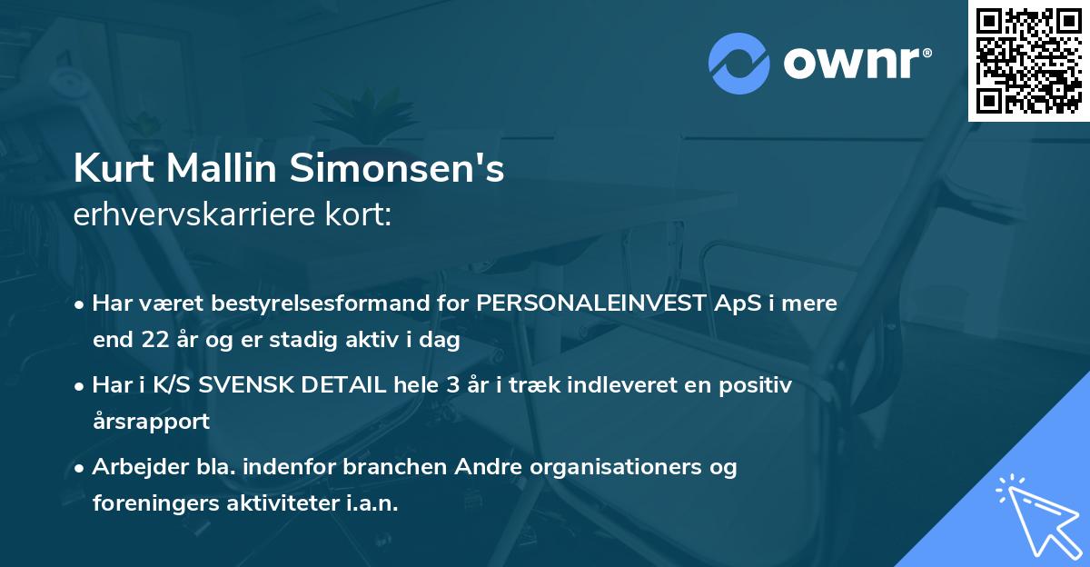 Kurt Mallin Simonsen's erhvervskarriere kort