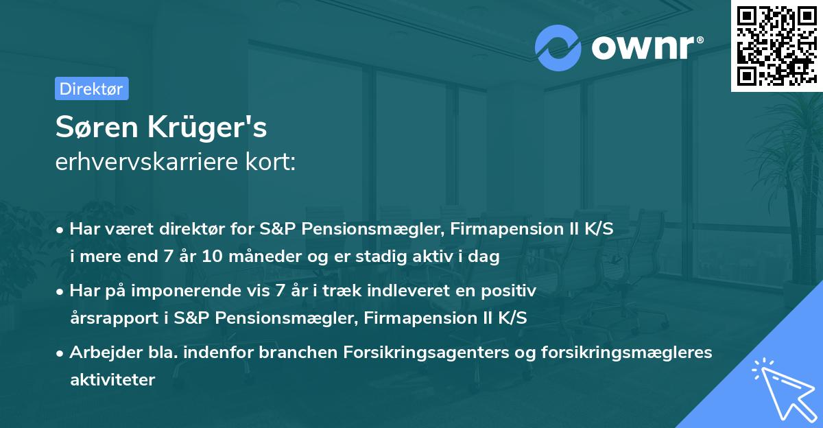 Søren Krüger's erhvervskarriere kort