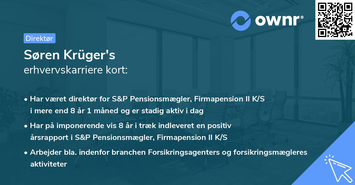 Søren Krüger's erhvervskarriere kort