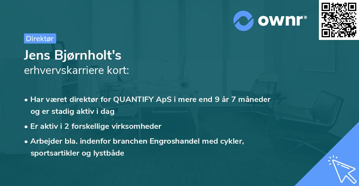 Jens Bjørnholt's erhvervskarriere kort