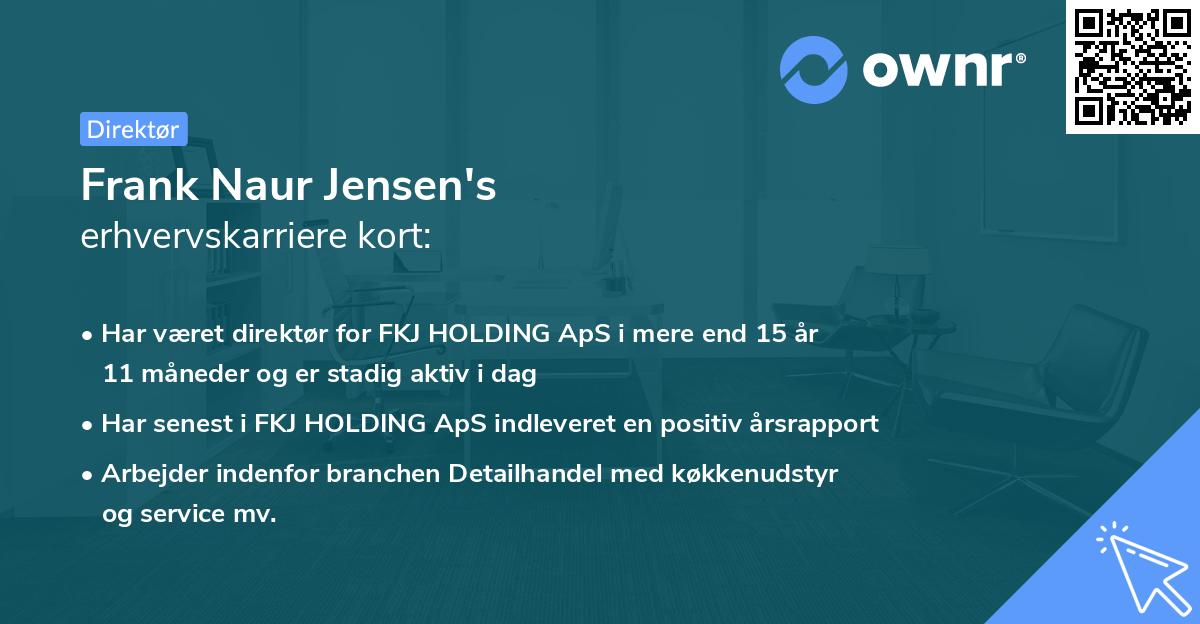 Frank Naur Jensen's erhvervskarriere kort