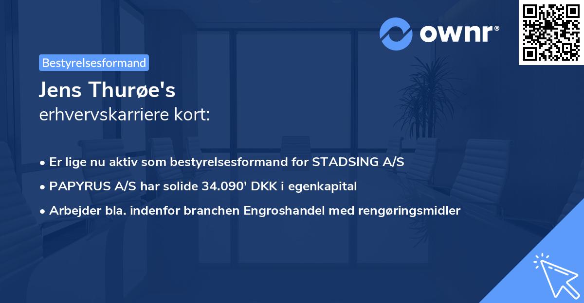Jens Thurøe's erhvervskarriere kort