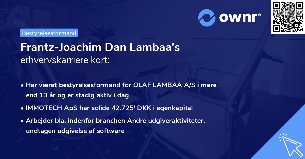 Frantz-Joachim Dan Lambaa's erhvervskarriere kort
