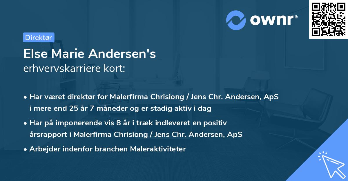 Else Marie Andersen's erhvervskarriere kort