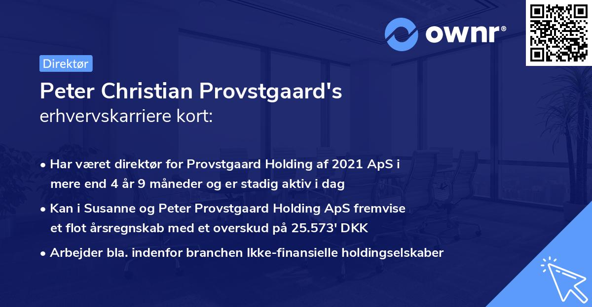 Peter Christian Provstgaard's erhvervskarriere kort
