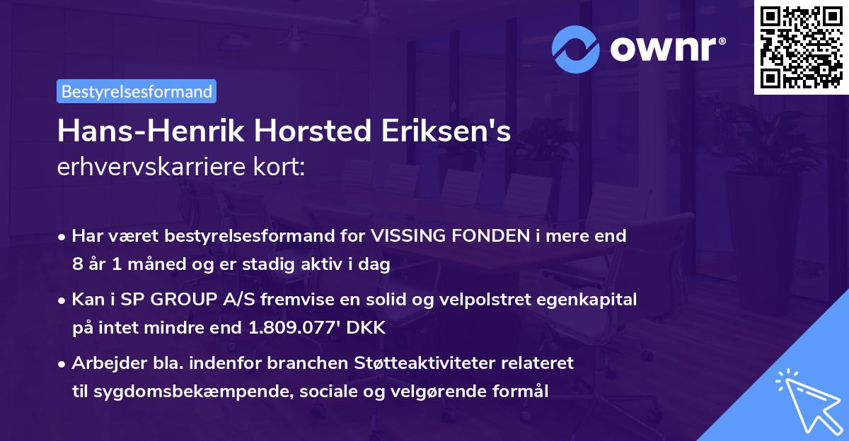 Hans-Henrik Horsted Eriksen's erhvervskarriere kort