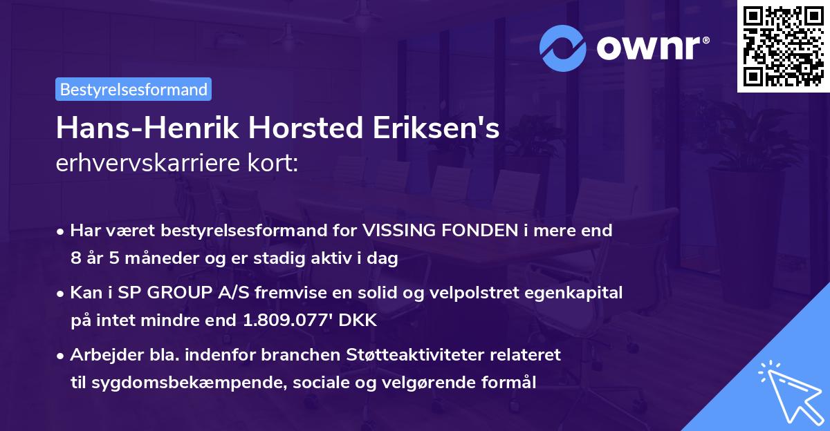Hans-Henrik Horsted Eriksen's erhvervskarriere kort