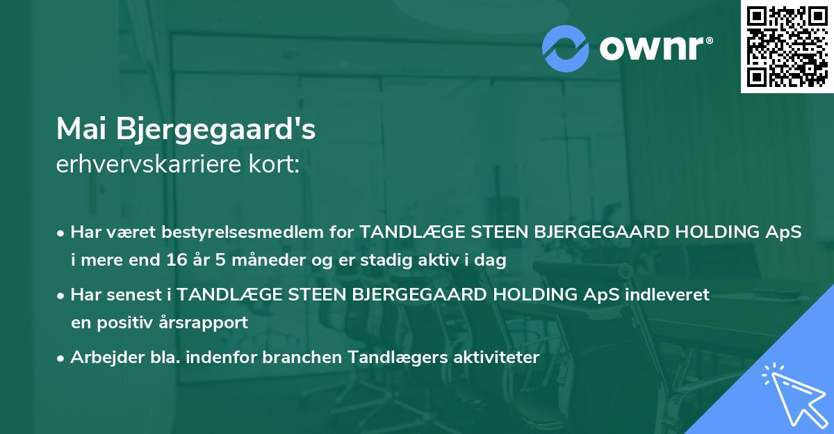 Mai Bjergegaard's erhvervskarriere kort