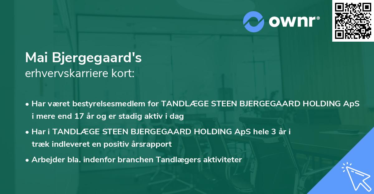 Mai Bjergegaard's erhvervskarriere kort