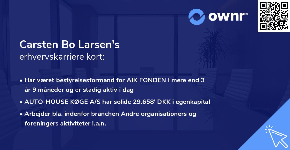 Carsten Bo Larsen's erhvervskarriere kort