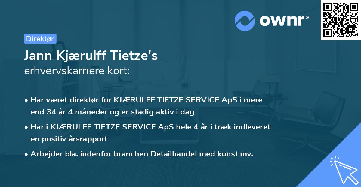 Jann Kjærulff Tietze's erhvervskarriere kort