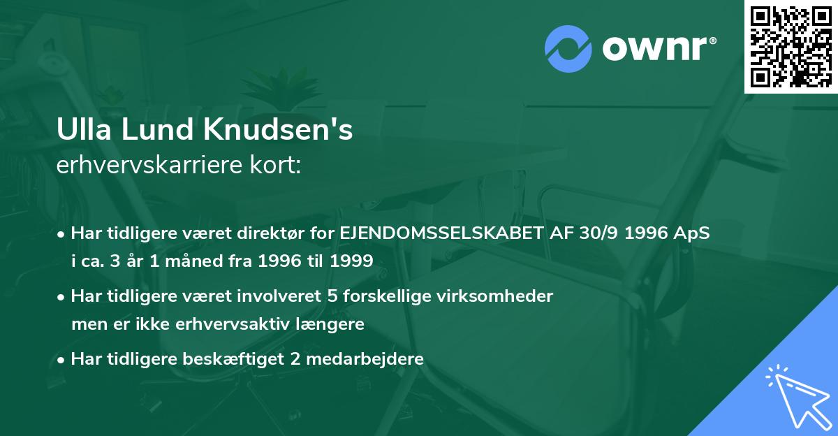 Ulla Lund Knudsen's erhvervskarriere kort