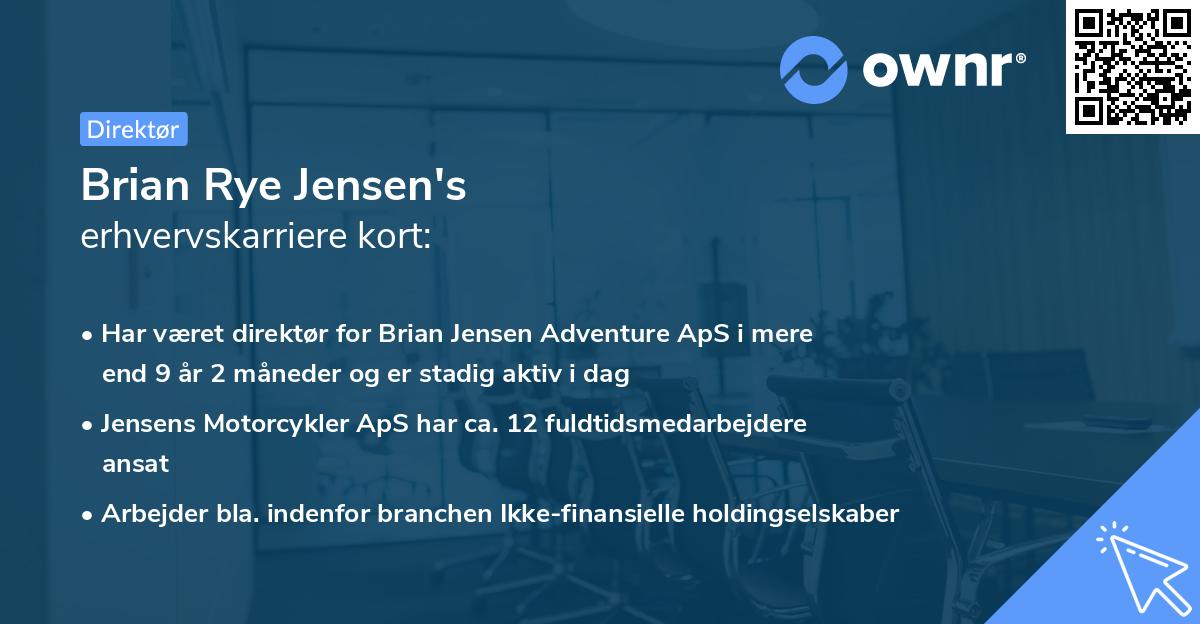 Brian Rye Jensen's erhvervskarriere kort