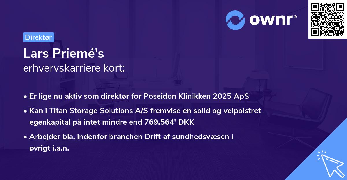 Lars Priemé's erhvervskarriere kort