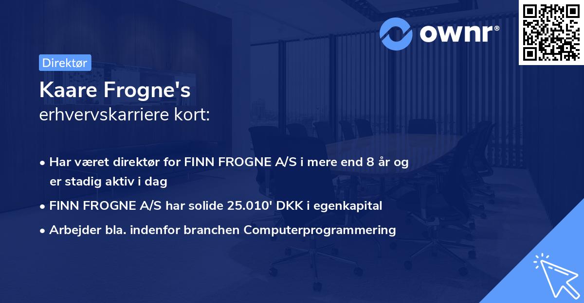 Kaare Frogne's erhvervskarriere kort