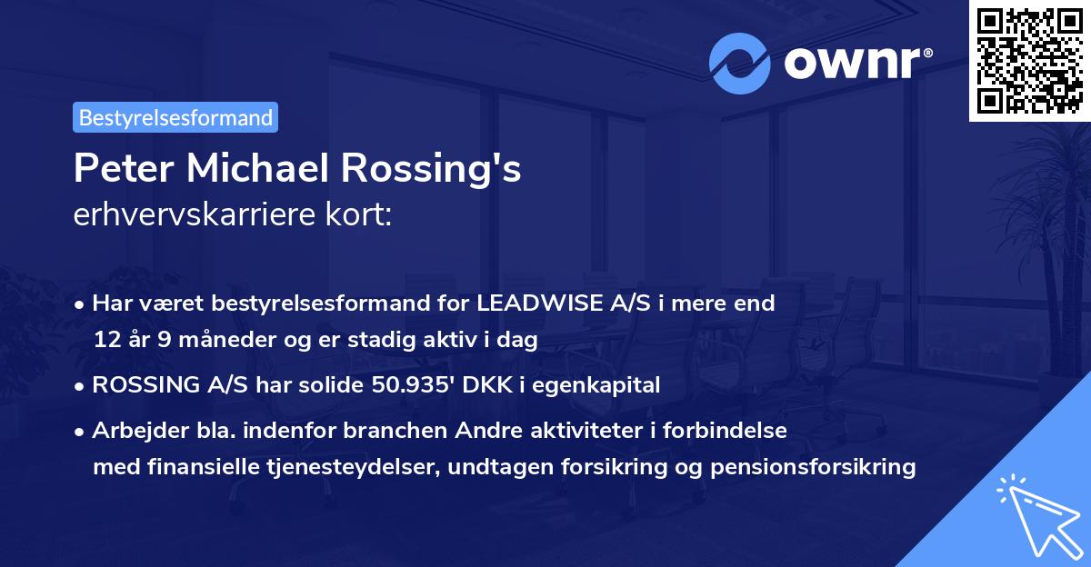 Peter Michael Rossing's erhvervskarriere kort
