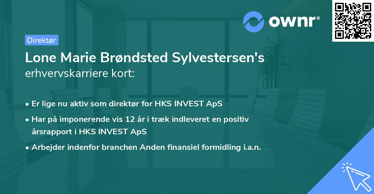 Lone Marie Brøndsted Sylvestersen's erhvervskarriere kort