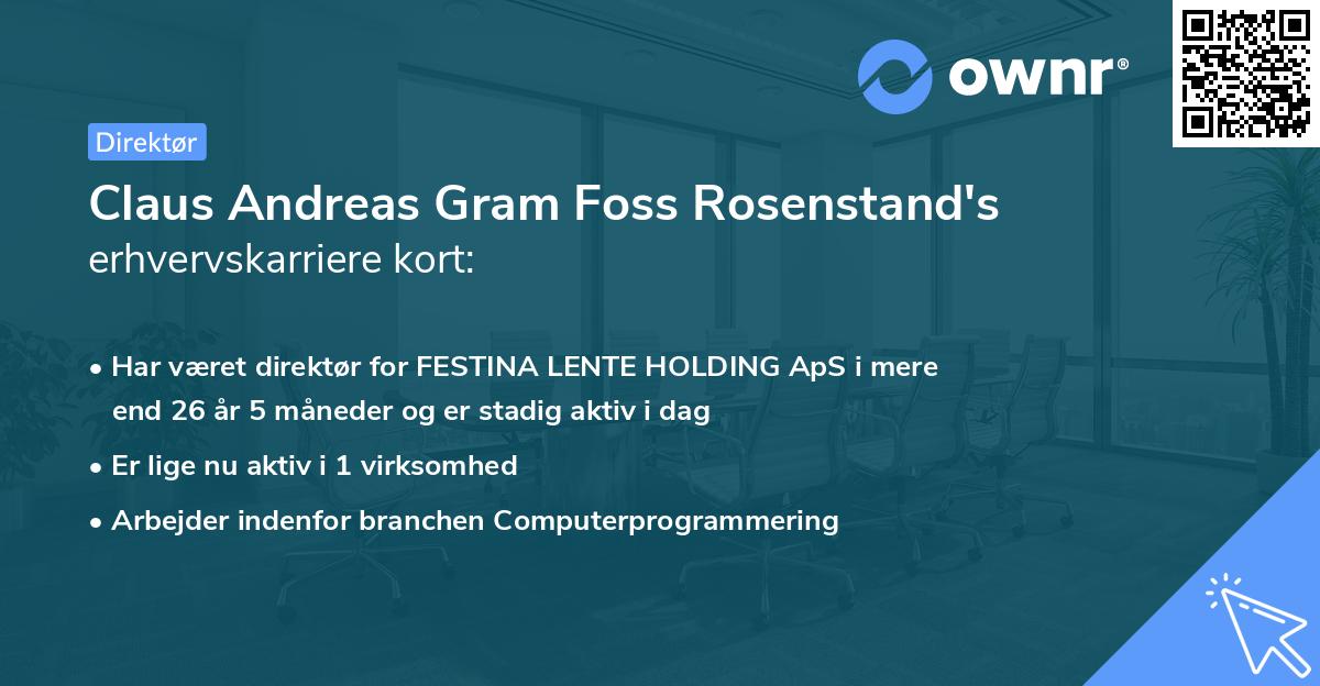 Claus Andreas Gram Foss Rosenstand's erhvervskarriere kort