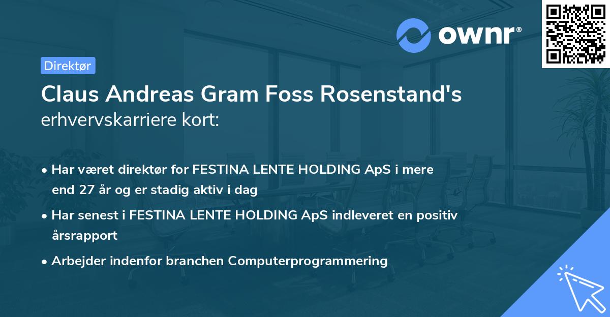 Claus Andreas Gram Foss Rosenstand's erhvervskarriere kort