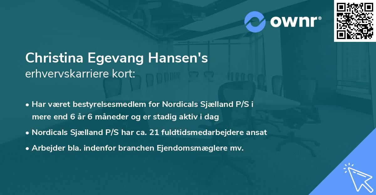 Christina Egevang Hansen's erhvervskarriere kort