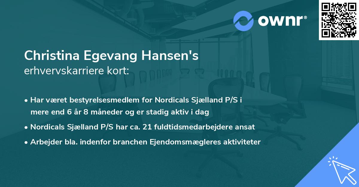 Christina Egevang Hansen's erhvervskarriere kort