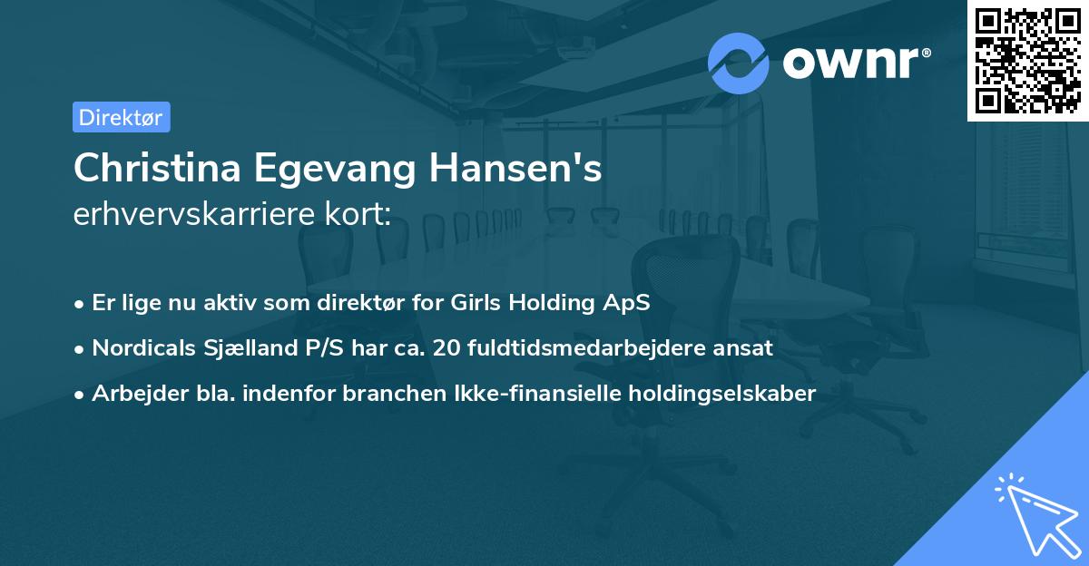 Christina Egevang Hansen's erhvervskarriere kort