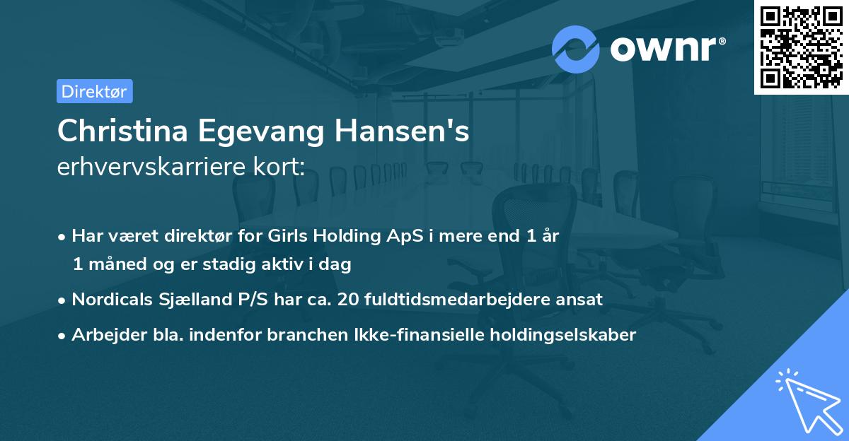 Christina Egevang Hansen's erhvervskarriere kort