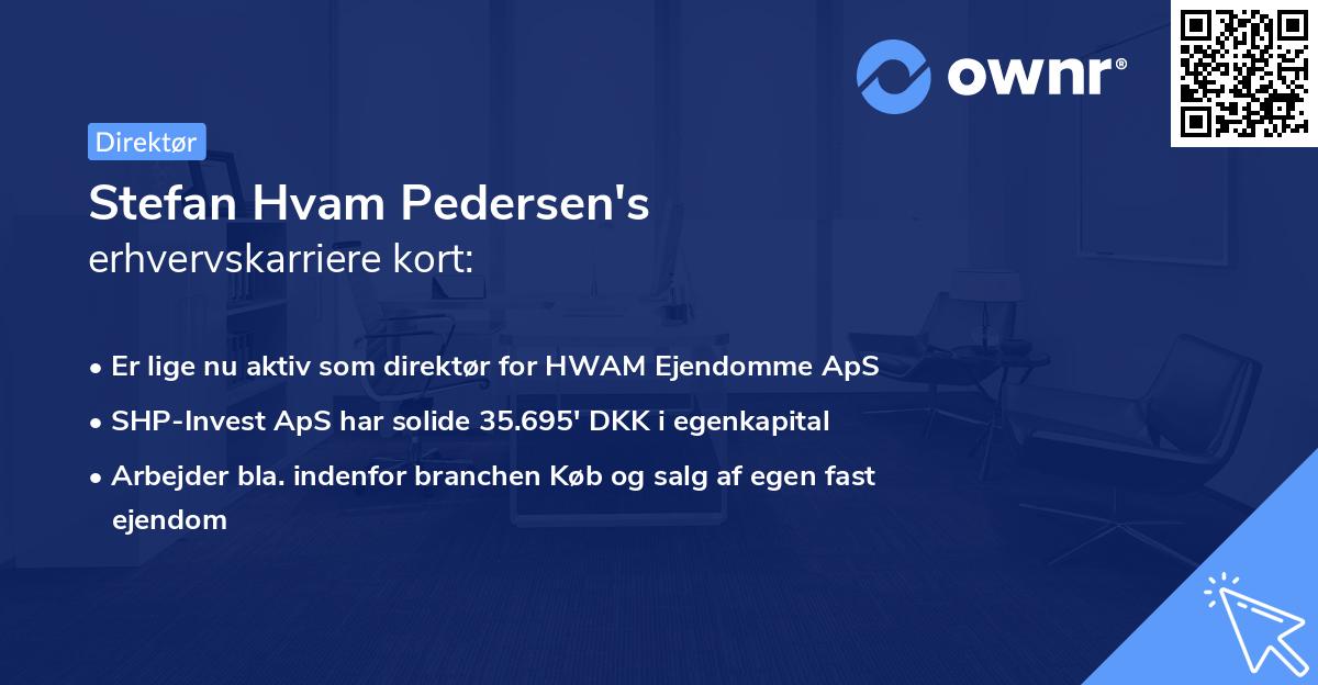 Stefan Hvam Pedersen's erhvervskarriere kort