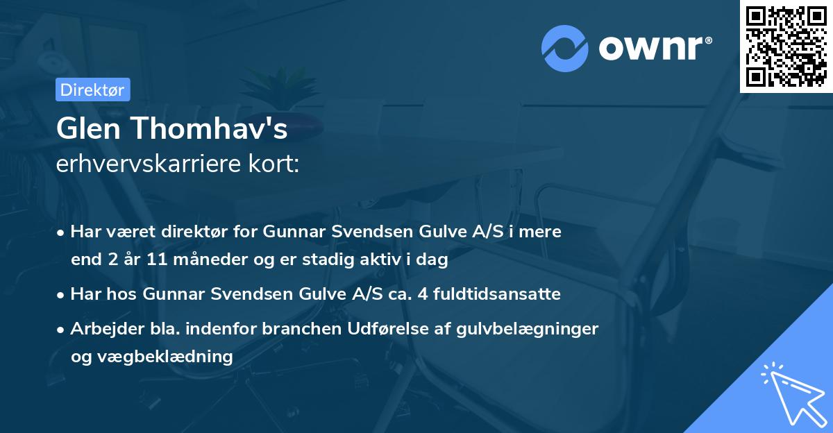 Glen Thomhav's erhvervskarriere kort