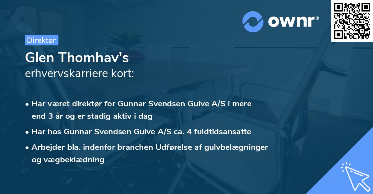 Glen Thomhav's erhvervskarriere kort