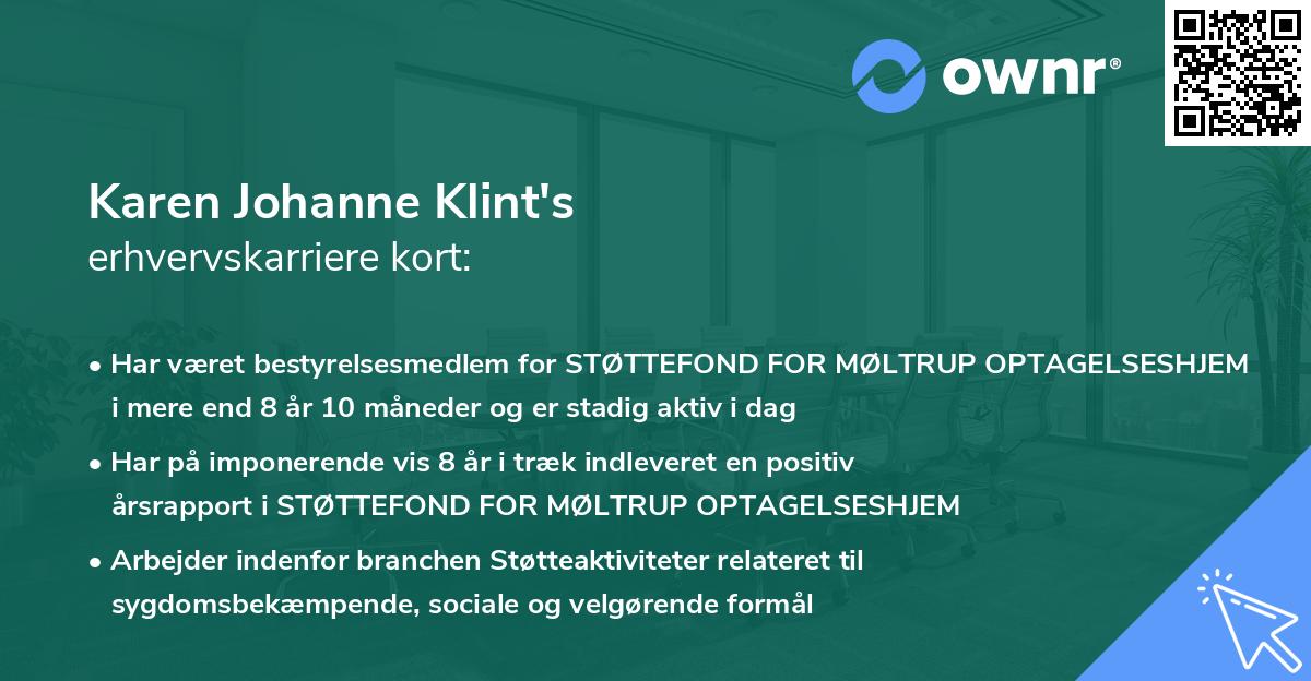 Karen Johanne Klint's erhvervskarriere kort