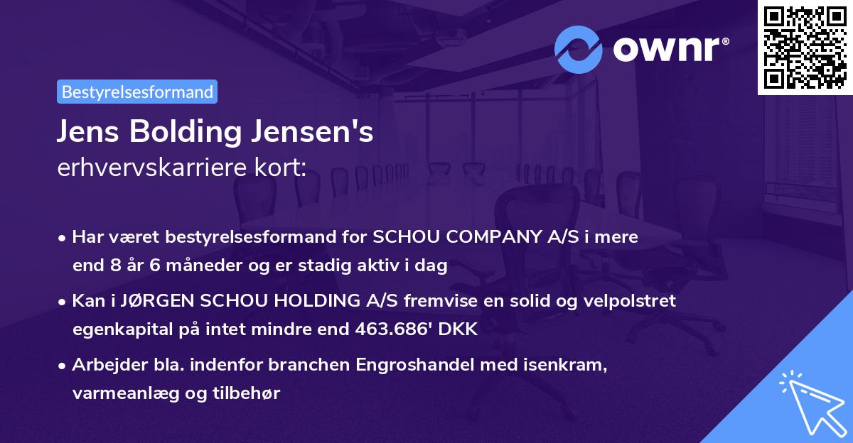 Jens Bolding Jensen's erhvervskarriere kort