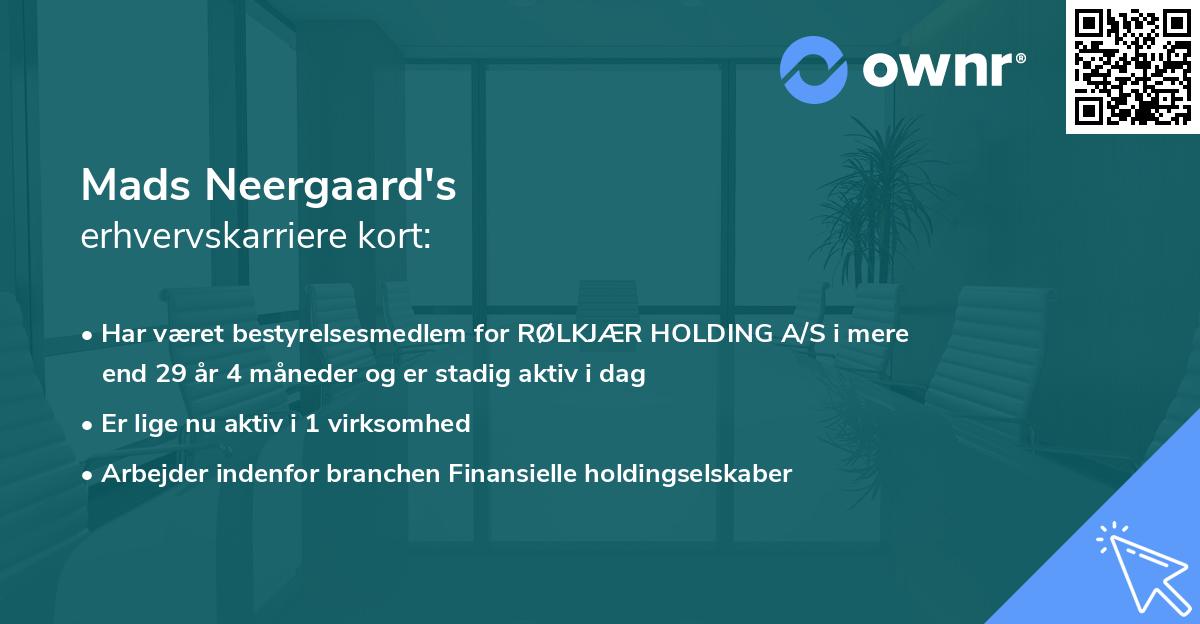 Mads Neergaard's erhvervskarriere kort