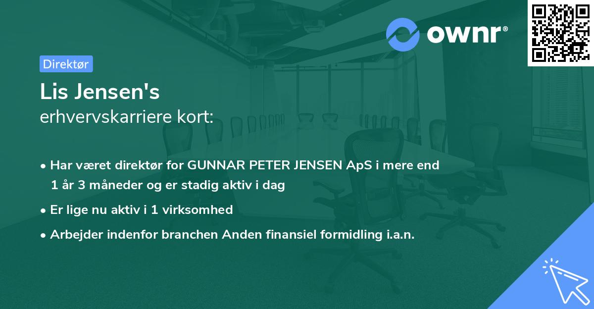 Lis Jensen's erhvervskarriere kort