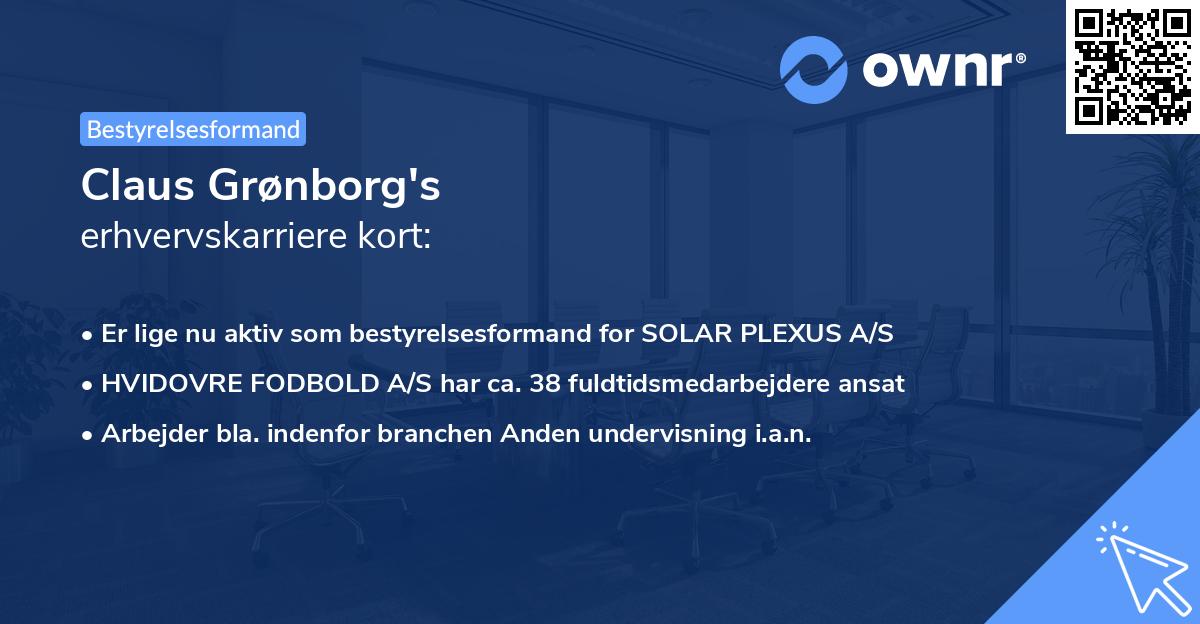 Claus Grønborg's erhvervskarriere kort