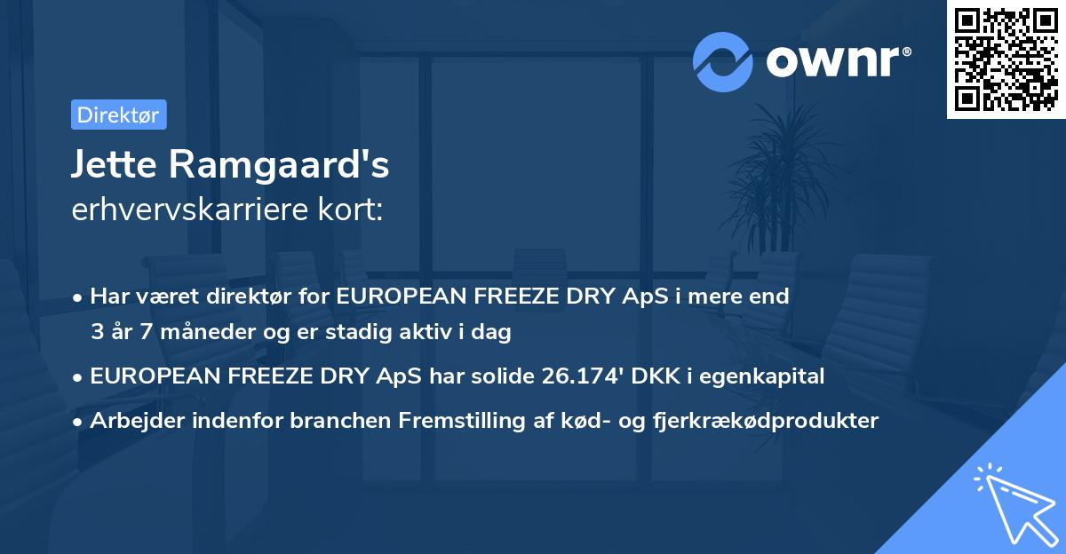 Jette Ramgaard's erhvervskarriere kort