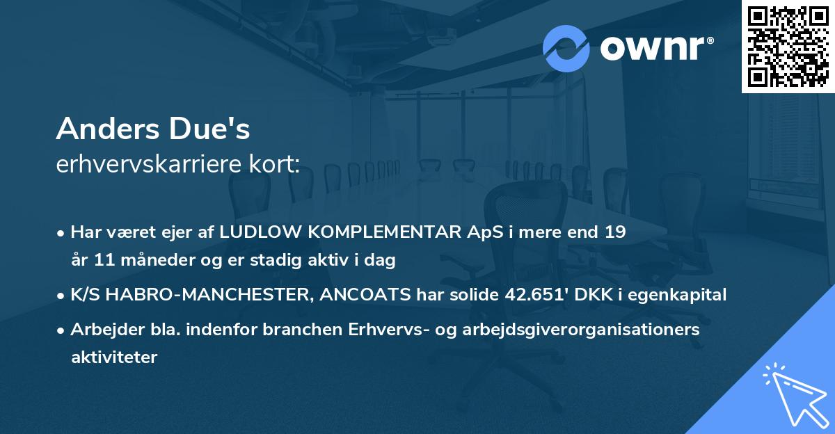 Anders Due's erhvervskarriere kort