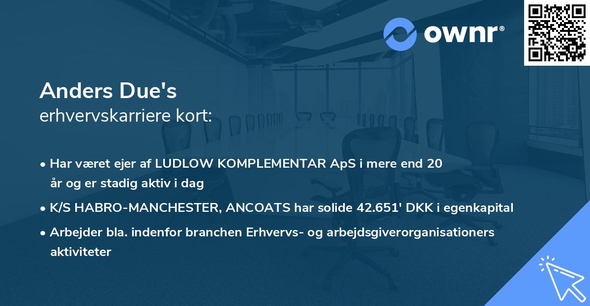 Anders Due's erhvervskarriere kort