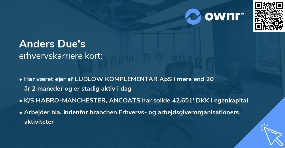 Anders Due's erhvervskarriere kort
