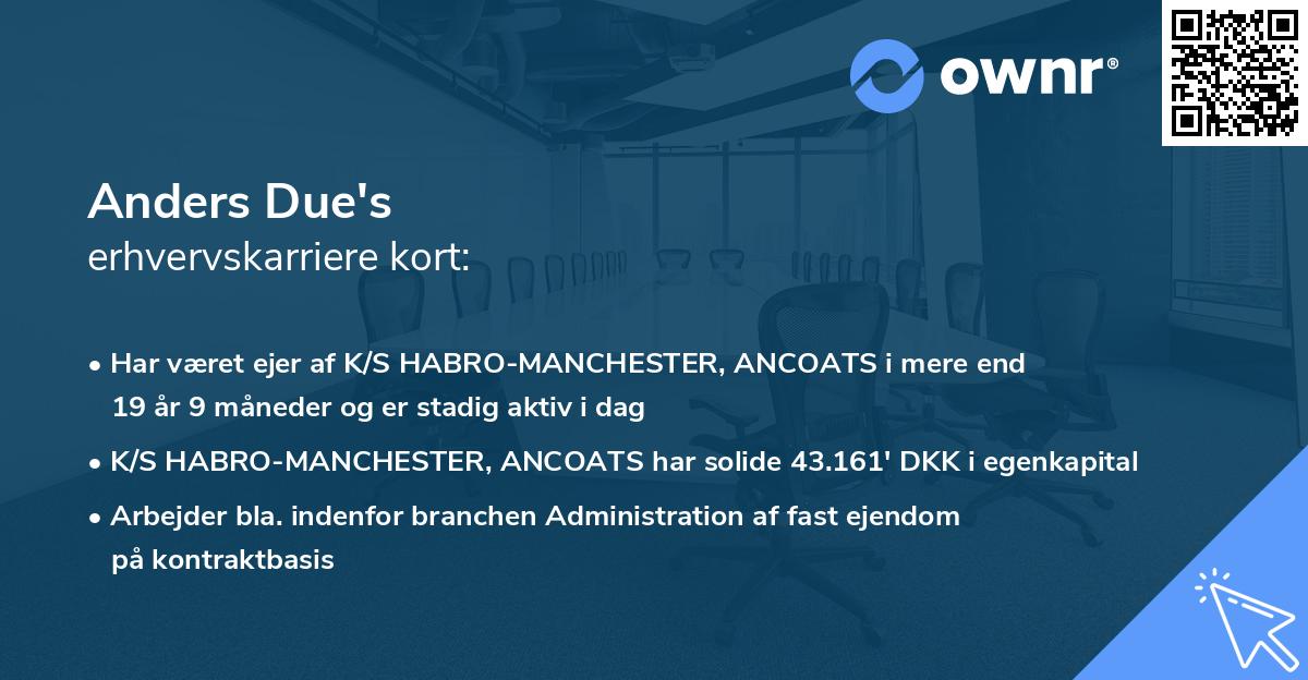 Anders Due's erhvervskarriere kort
