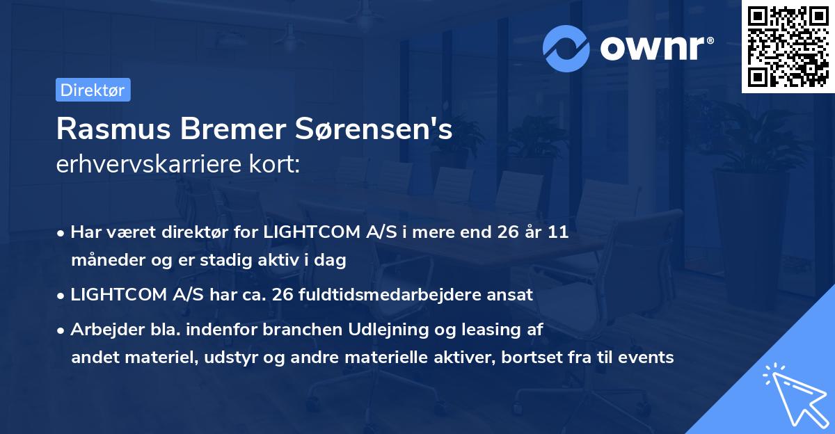 Rasmus Bremer Sørensen's erhvervskarriere kort