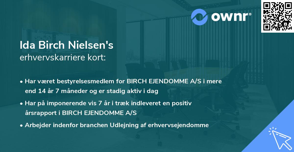 Ida Birch Nielsen's erhvervskarriere kort