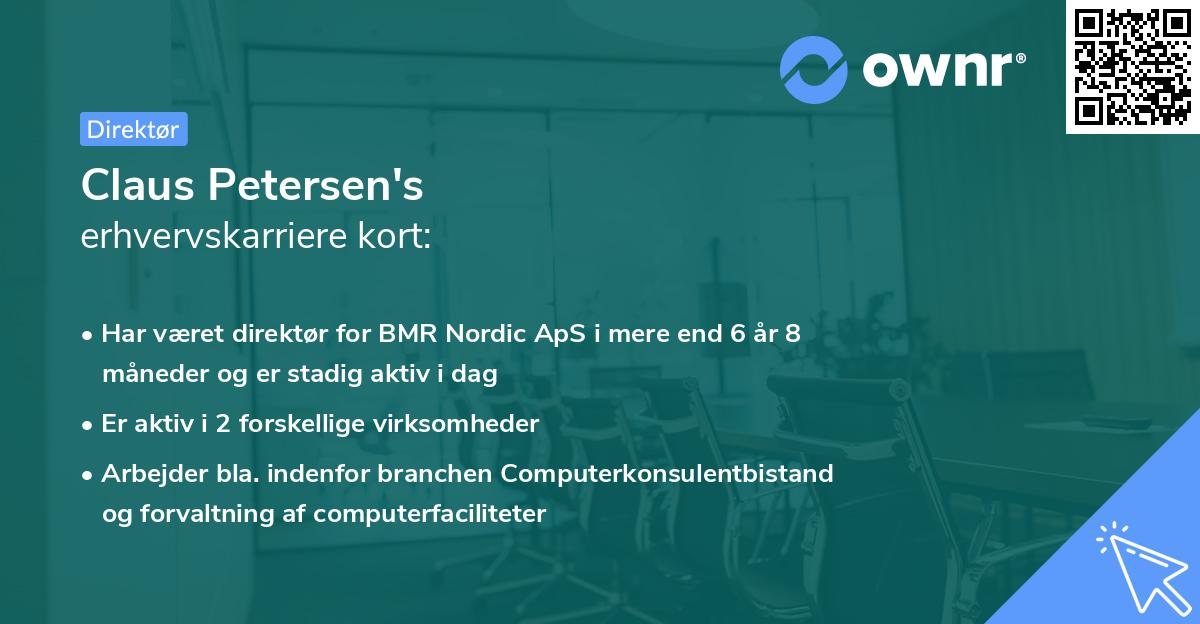 Claus Petersen's erhvervskarriere kort