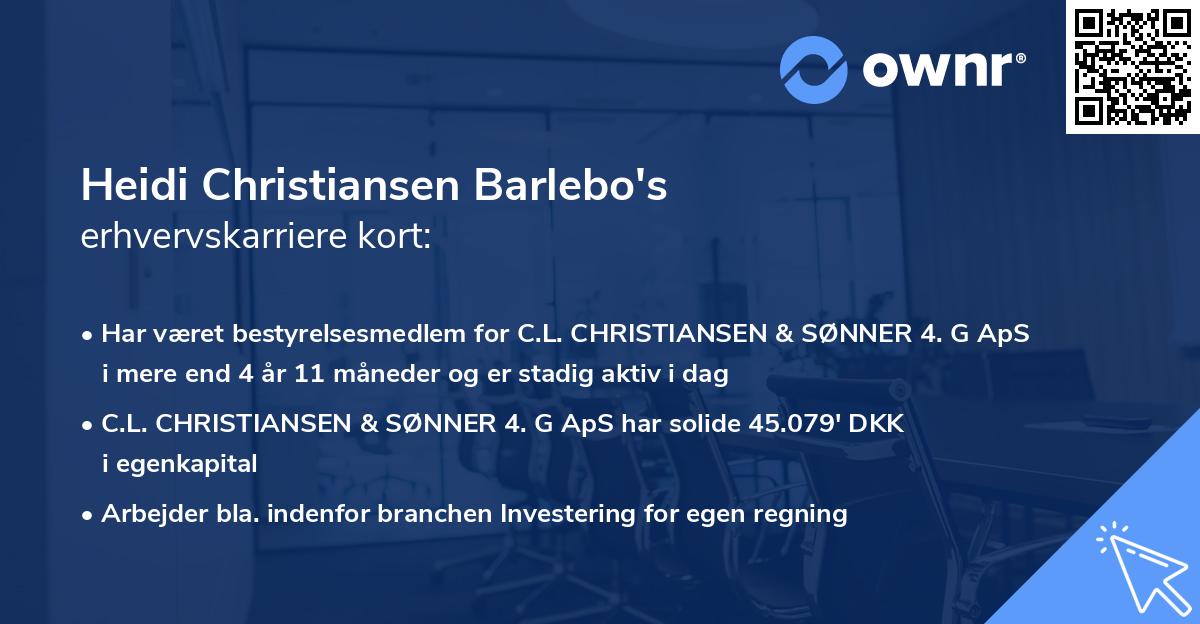 Heidi Christiansen Barlebo's erhvervskarriere kort