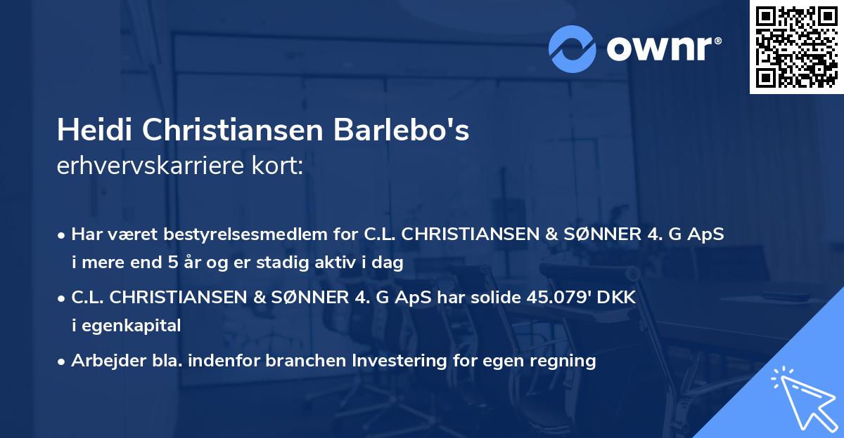 Heidi Christiansen Barlebo's erhvervskarriere kort