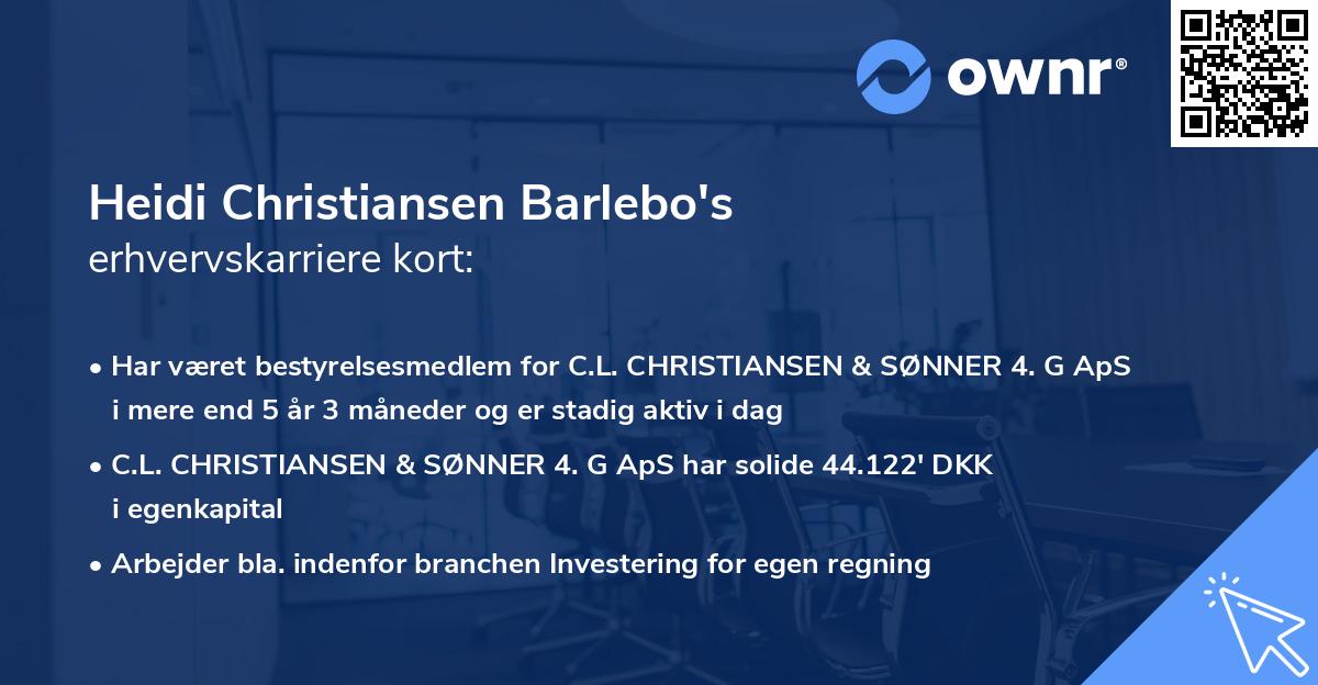 Heidi Christiansen Barlebo's erhvervskarriere kort